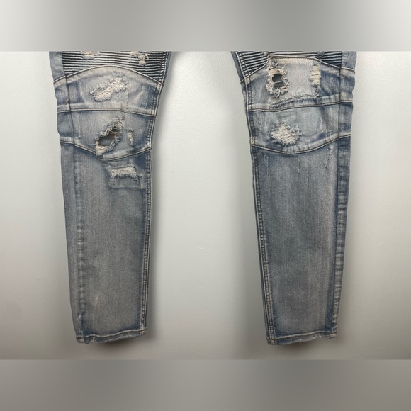 Heritage America 1776 Mens 38x34 (36x33) Denim Distillery Distressed Jeans Blue - Picture 4 of 10